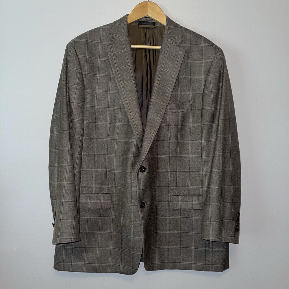 Ralph Lauren Blazer Sports Coat Men 44R Brown Plaid Silk Wool Jacket